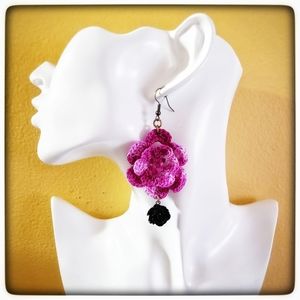 handmade crochet flower earrings